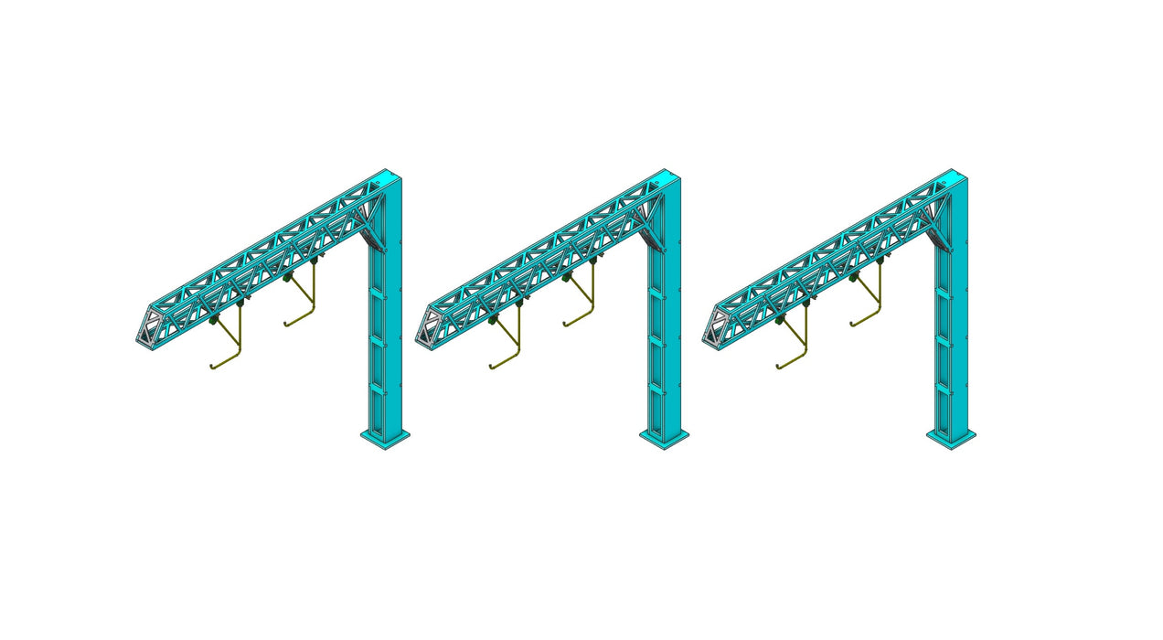 PJM Models OO gauge Platform Cantilever Gantry Triple Pack