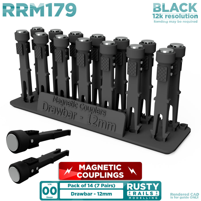 Rusty Rails 'OO' gauge 12mm Magnetic Drawbar Coupling