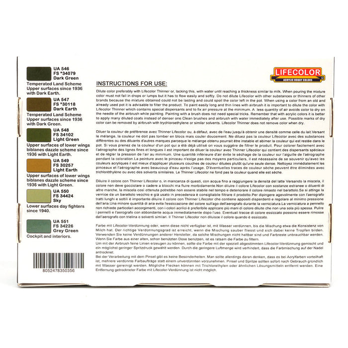 LifeColor Battle of Britain RAF paint set