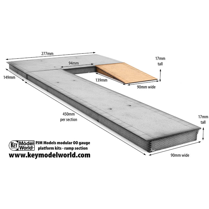 PJM OO Gauge Double Platform Ramp With Brick Edges