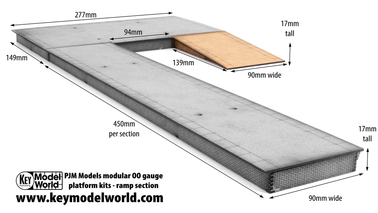 PJM OO Gauge Platform Ramp Pack With Block Edges