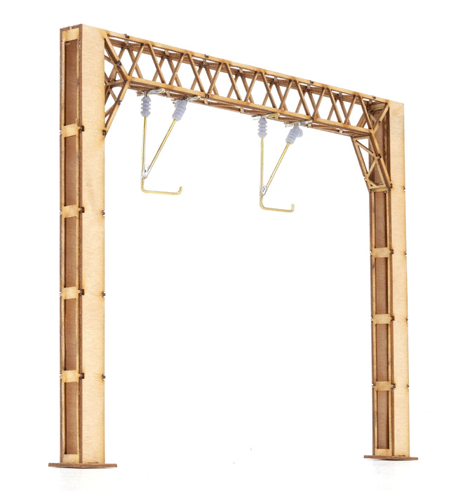 PJM Models laser-cut two track catenary gantry