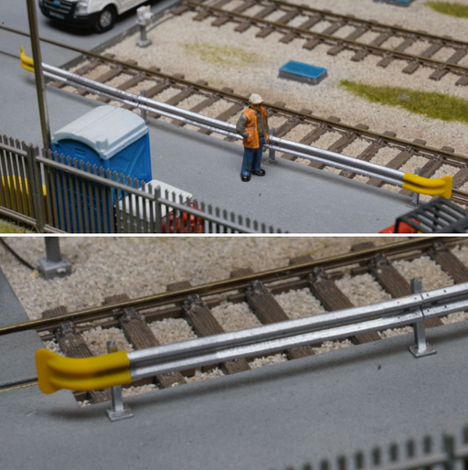 Rusty Rails Modelling OO gauge crash barrier kits for road and depot scenes