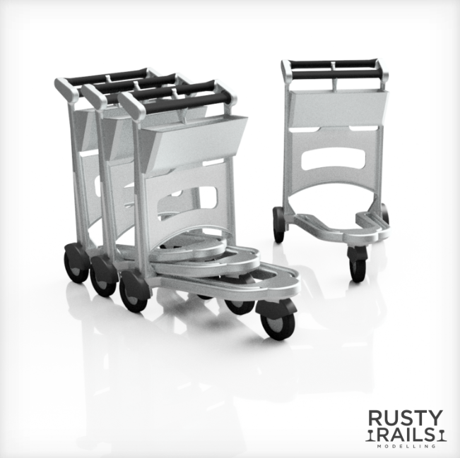 Rusty Rails OO Gauge Luggage Trolley 6 pack