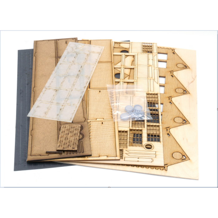 Four-bay low relief warehouse laser-cut kit