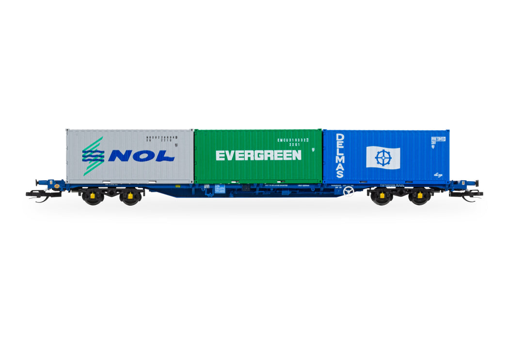 Wagon porte-conteneurs à bogies S70 SNCF, avec 2 conteneurs de 20' FB Wagon porte-conteneurs à bogies S70 SNCF, avec 2 conteneurs de 20' FB